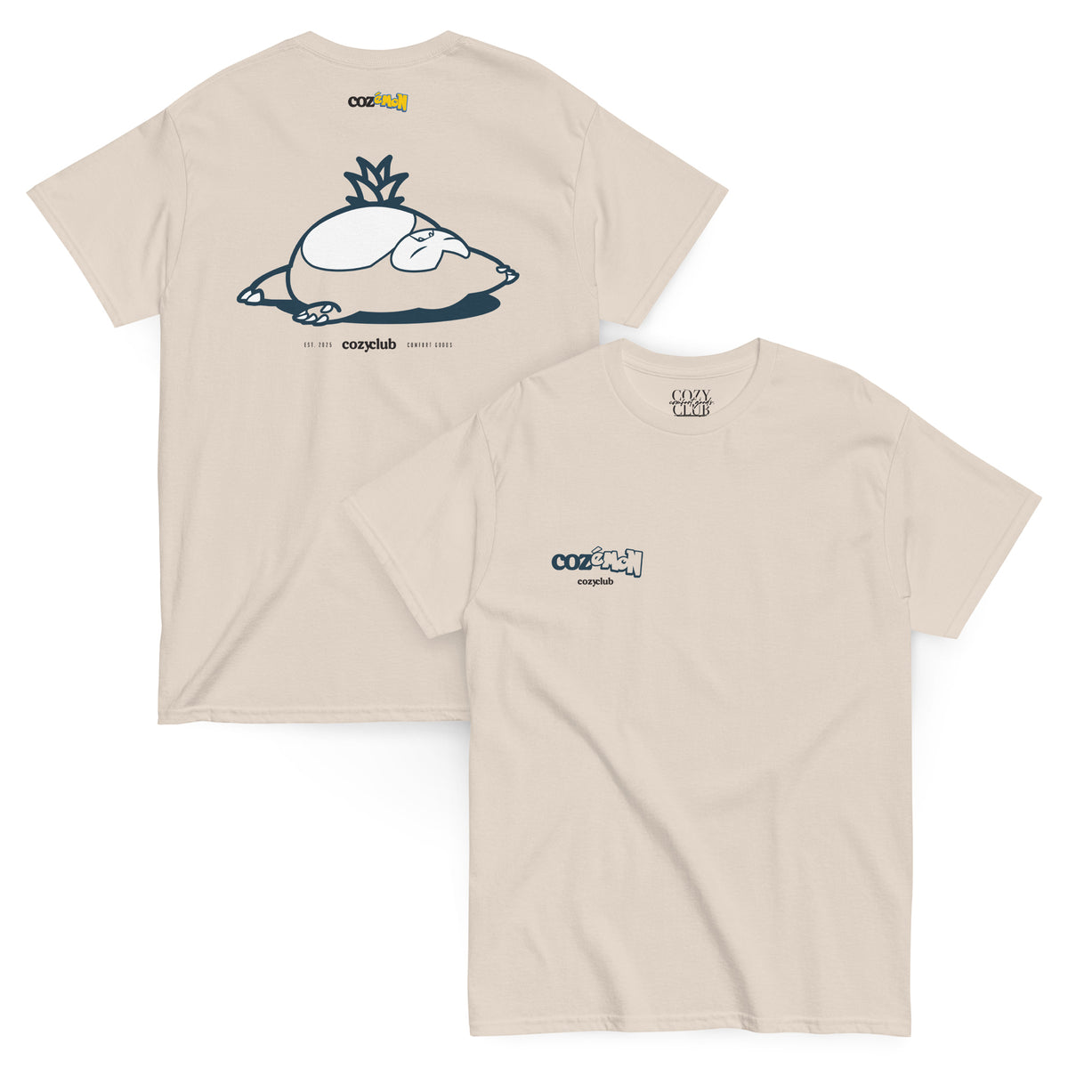 Back / Main Graphic Image:

streetwear t-shirt featuring Cozemon pokemon sleeping Snorlax illustration with Cozy Club Sleep Dept typography

Front Chest Detail / Pocket Logo:

Close up front chest logo on Cozemon pokemon sleeping Snorlax anime parody graphic tee

Lifestyle / Model Shot:

Model wearing Cozemon pokemon sleeping Snorlax anime graphic t-shirt

Flat Lay / Folded View:

Folded t-shirt displaying Cozemon pokemon sleeping Snorlax graphic print and Cozy Club brand neck tag