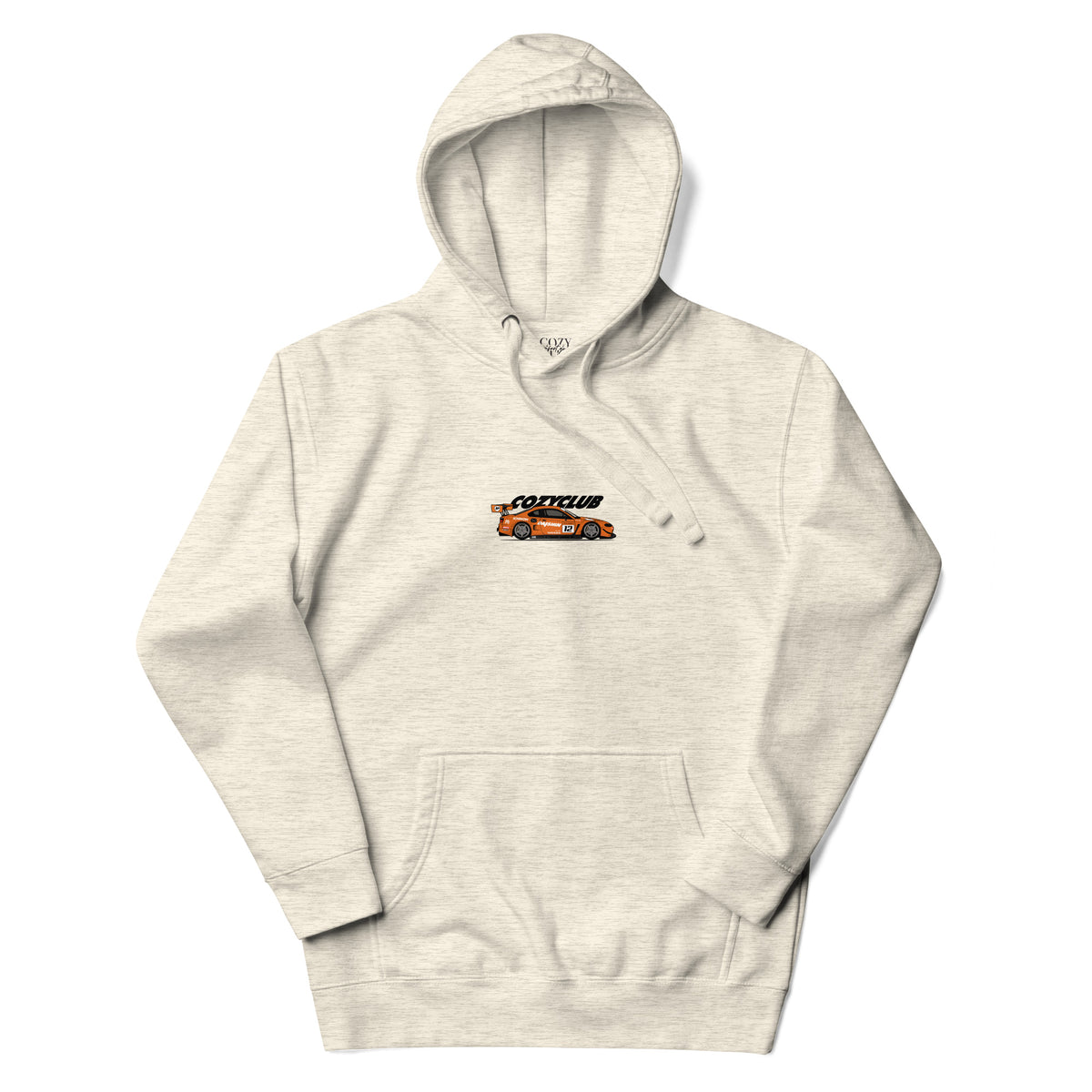 Back / Main Graphic Image:

Streetwear hoodie featuring Daishin Silvia S15 JGTC GT300 race car vector line art on back with technical typography

Front Chest Detail / Pocket Logo:

Close up front chest logo on Daishin Silvia S15 racing graphic hoodie

Lifestyle / Model Shot:

Model wearing Daishin Silvia S15 vintage Japanese JGTC graphic hoodie

Flat Lay / Folded View:

Folded hoodie displaying Daishin Silvia S15 graphic print and Cozy Club brand neck tag