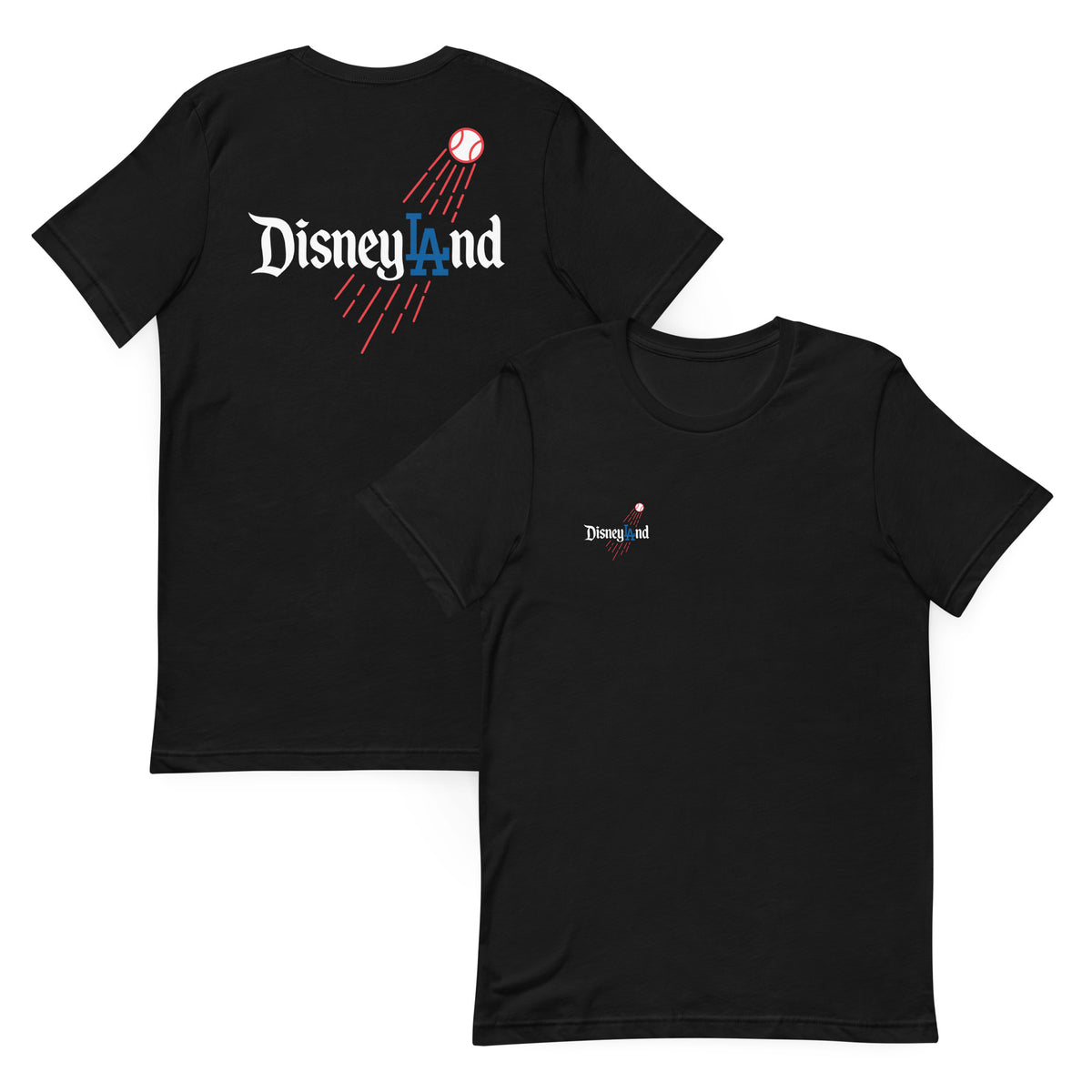 Back / Main Graphic Image:

Streetwear t-shirt featuring disneyLAnd Dodgers script crossover graphic with Cozy Club typography

Front Chest Detail / Pocket Logo:

Close up front chest logo on disneyLAnd Dodgers crossover graphic tee

Lifestyle / Model Shot:

Model wearing disneyLAnd Dodgers Los Angeles baseball parody graphic t-shirt

Flat Lay / Folded View:

Folded t-shirt displaying disneyLAnd Dodgers crossover graphic print and Cozy Club brand neck tag