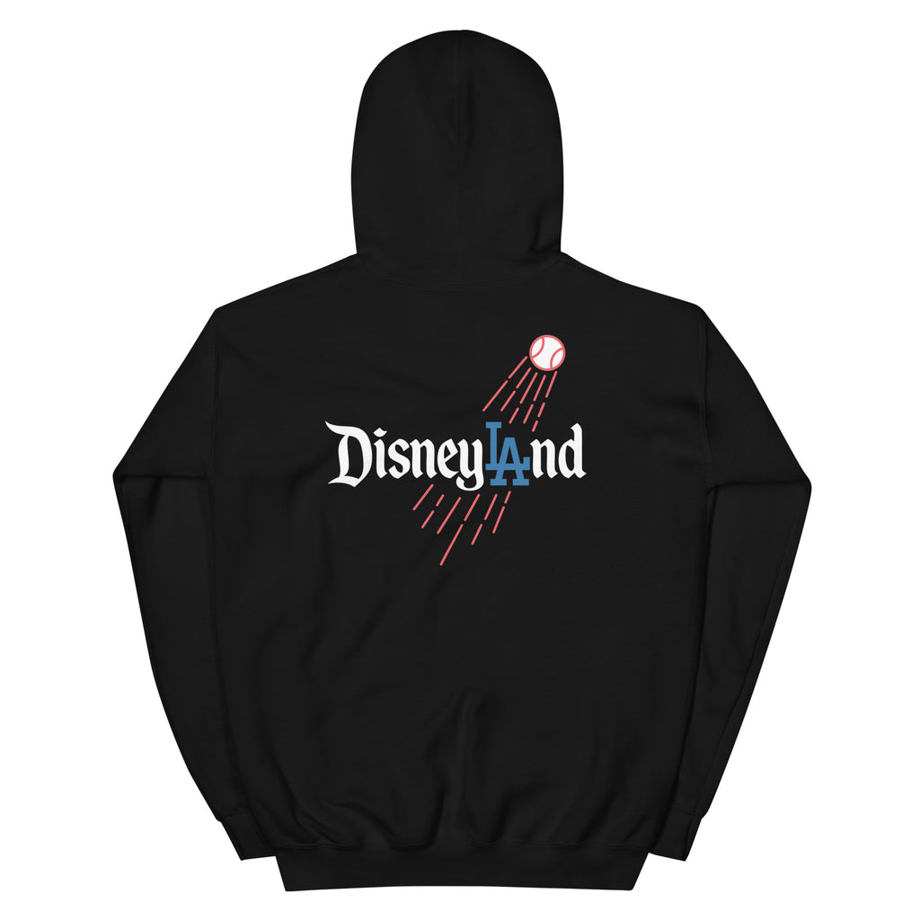 Back / Main Graphic Image:

Streetwear hoodie featuring Disneyland script typography styled with LA Dodgers baseball logo crossover graphic

Front Chest Detail / Pocket Logo:

Close up front chest logo on Disneyland LA Dodgers crossover parody graphic hoodie

Lifestyle / Model Shot:

Model wearing Disneyland LA Dodgers theme park baseball crossover graphic hoodie

Flat Lay / Folded View:

Folded hoodie displaying Disneyland LA Dodgers graphic print and Cozy Club brand neck tag