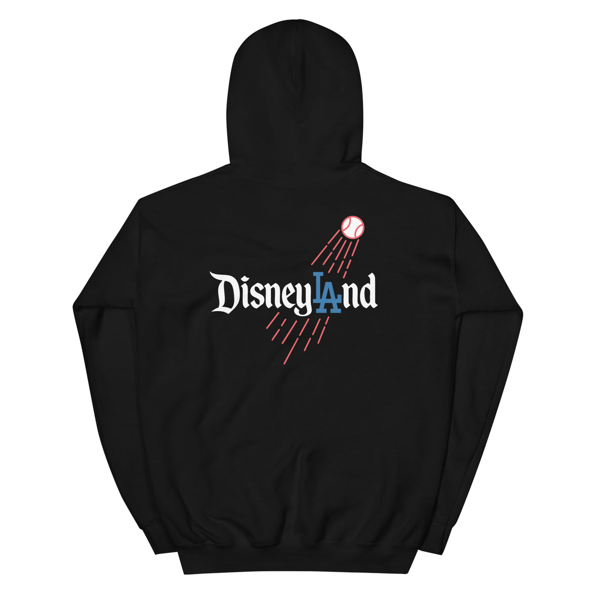 Back / Main Graphic Image:

Streetwear hoodie featuring Disneyland script typography styled with LA Dodgers baseball logo crossover graphic

Front Chest Detail / Pocket Logo:

Close up front chest logo on Disneyland LA Dodgers crossover parody graphic hoodie

Lifestyle / Model Shot:

Model wearing Disneyland LA Dodgers theme park baseball crossover graphic hoodie

Flat Lay / Folded View:

Folded hoodie displaying Disneyland LA Dodgers graphic print and Cozy Club brand neck tag