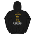 Fleece hoodie featuring Lakers 17-time champions gold basketball trophy graphic and championship years on back