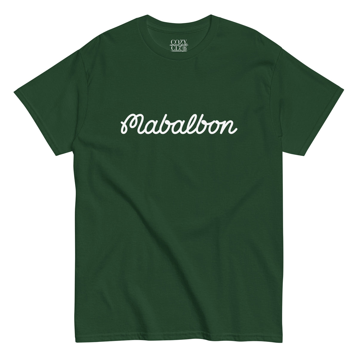 Back / Main Graphic Image:

Streetwear t-shirt featuring Mabalbon golf parody graphic logo with Cozy Club typography

Front Chest Detail / Pocket Logo:

Close up front chest logo on Mabalbon golf parody graphic tee

Lifestyle / Model Shot:

Model wearing Mabalbon golf parody streetwear graphic t-shirt

Flat Lay / Folded View:

Folded t-shirt displaying Mabalbon golf parody graphic print and Cozy Club brand neck tag
