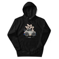 Streetwear hoodie featuring squished chibi cartoon RWB Porsche 911 widebody sports car vector illustration on front