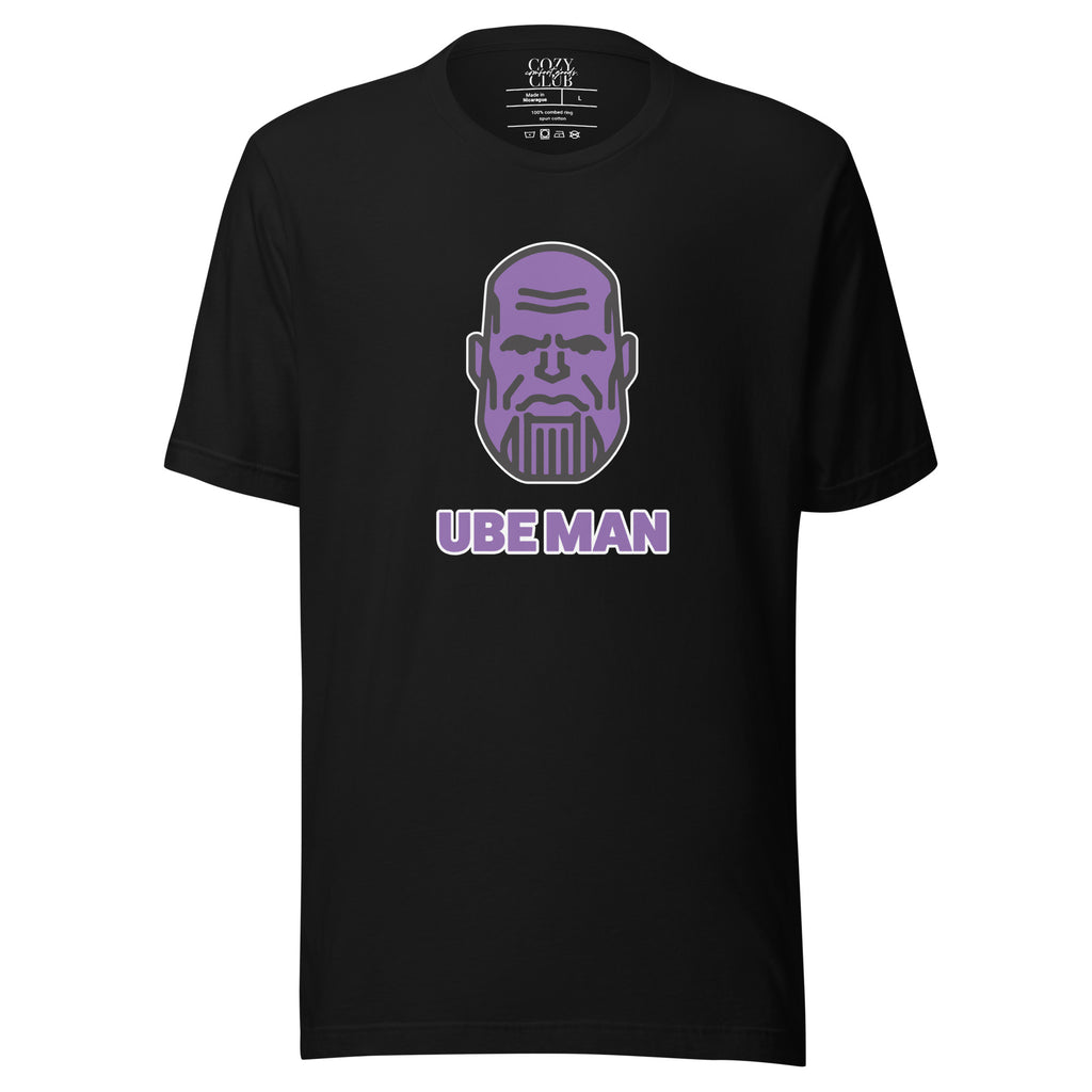 Back / Main Graphic Image:

Streetwear t-shirt featuring Ube Man Thanos parody illustration with Cozy Club typography

Front Chest Detail / Pocket Logo:

Close up front chest logo on Ube Man Thanos comic parody graphic tee

Lifestyle / Model Shot:

Model wearing Ube Man Thanos pop culture parody graphic t-shirt

Flat Lay / Folded View:

Folded t-shirt displaying Ube Man Thanos parody graphic print and Cozy Club brand neck tag