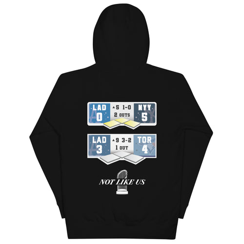 2024/2025 Dodgers Back to Back Champions Graphic Hoodie - World Series Scoreboard Hoodie