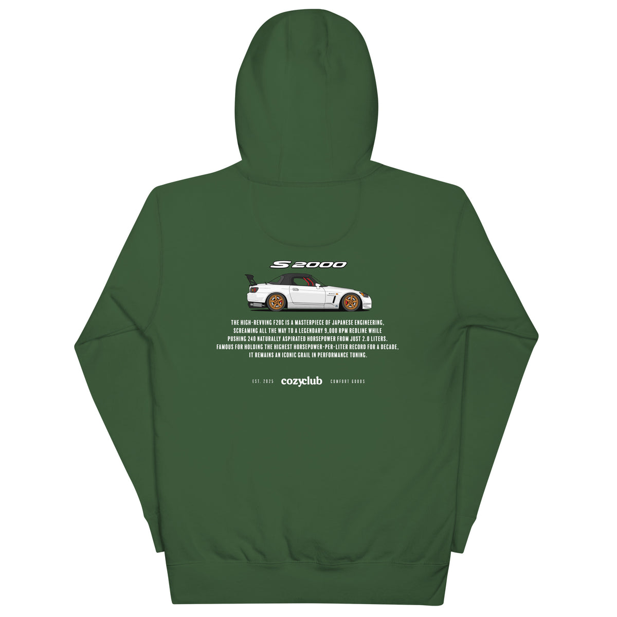 Honda S2000 AP1 AP2 Graphic Hoodie - VTEC F20C 9000 RPM Roadster Hoodie