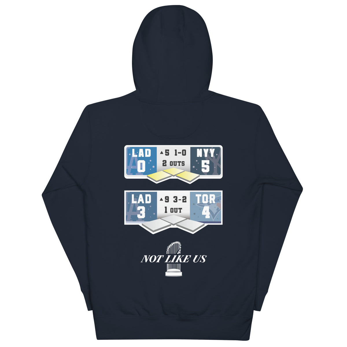 2024/2025 Dodgers Back to Back Champions Graphic Hoodie - World Series Scoreboard Hoodie